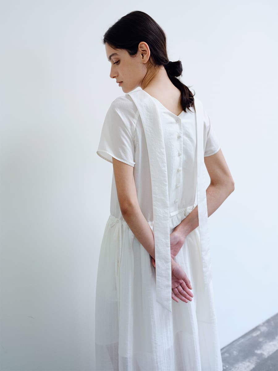 TIR ROLL COLLAR SHINING DRESS_CREAM — vue 7