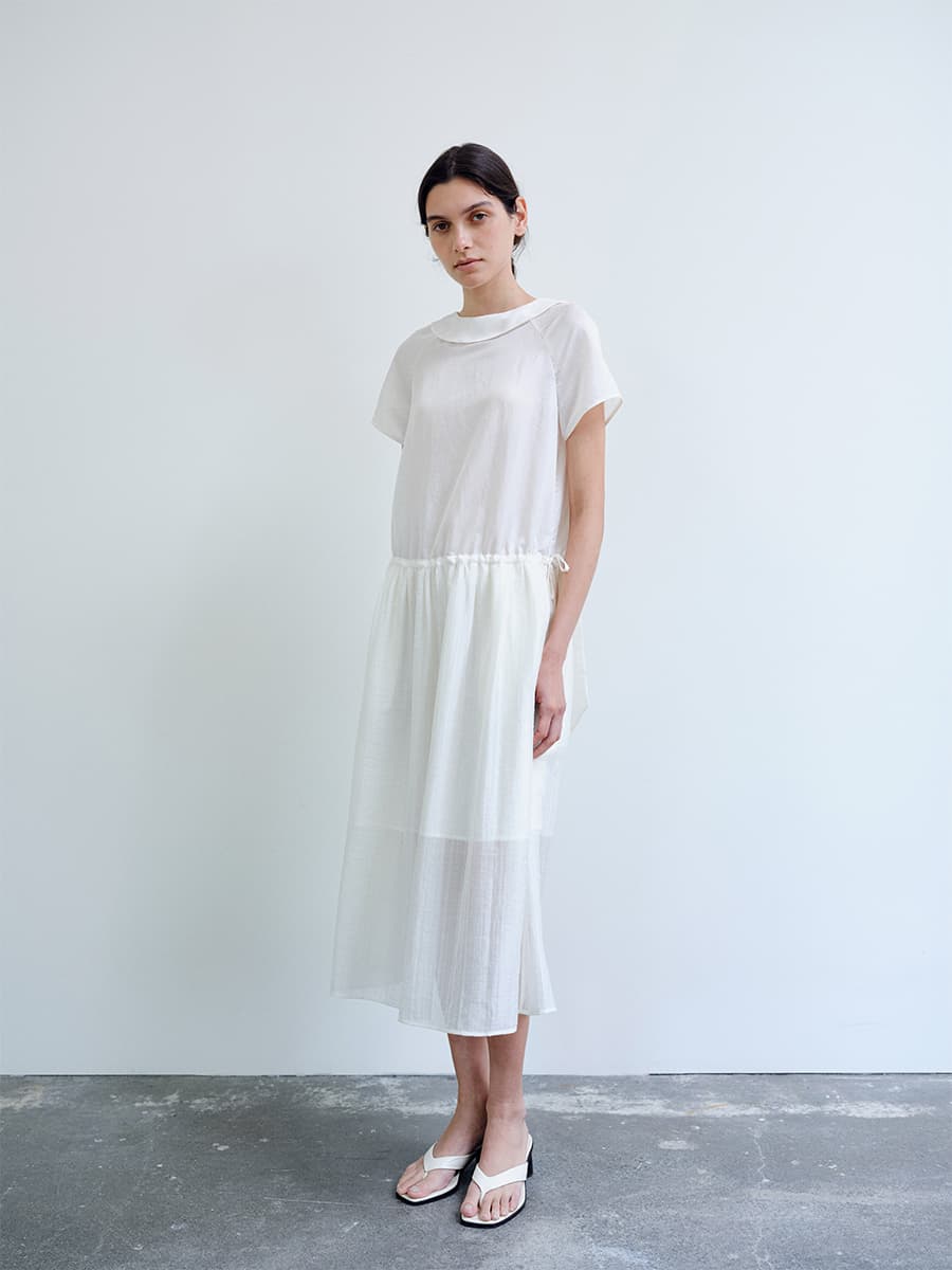 TIR ROLL COLLAR SHINING DRESS_CREAM — vue 8