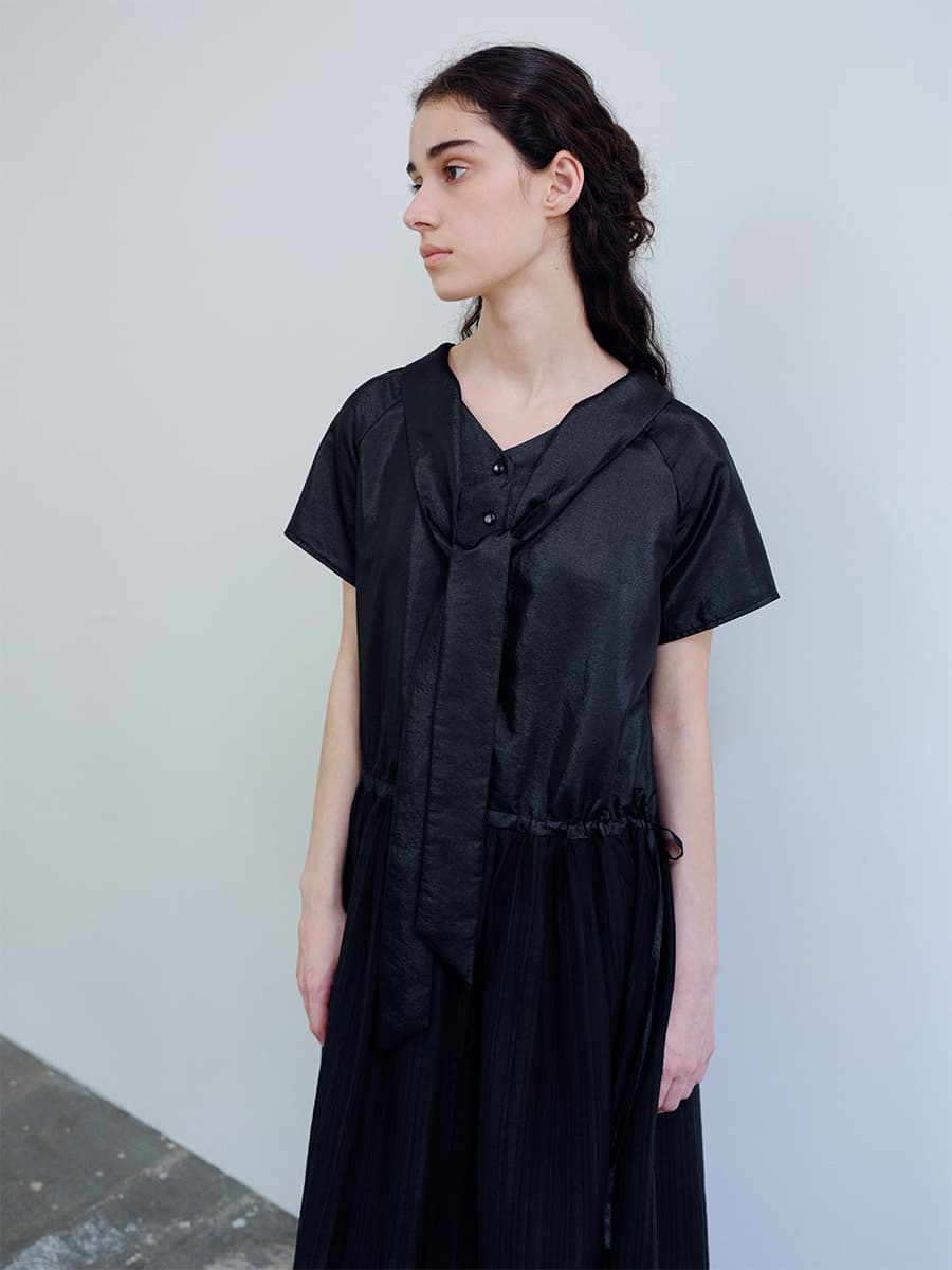 TIR ROLL COLLAR SHINING DRESS_BLACK — vue 9