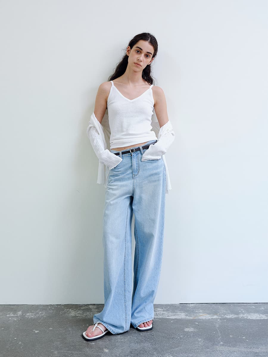 TIR BELTED LOOSE FIT DENIM_LIGHT BLUE — vue 4