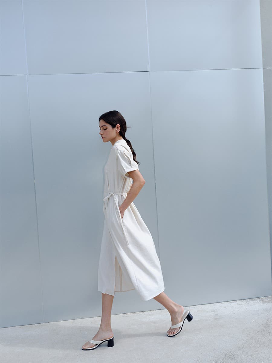 TIR PUFF SHIRT DRESS_CREAM