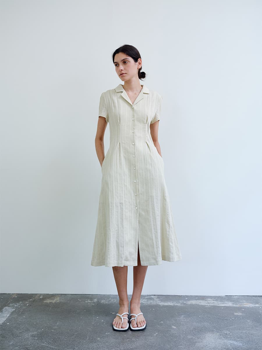 TIR OPEN COLLAR SHIRT DRESS_Y-BEIGE — vue 4