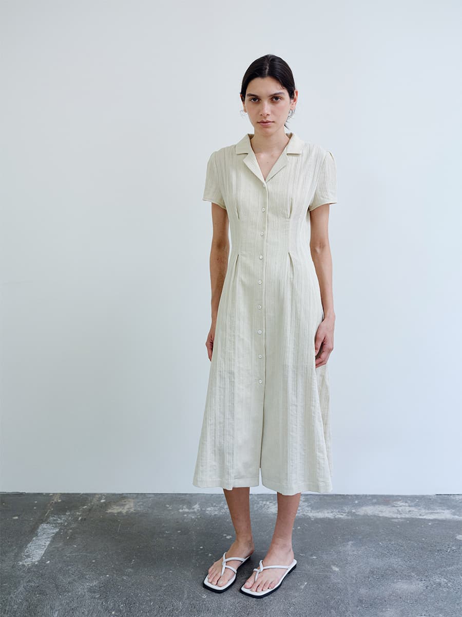 TIR OPEN COLLAR SHIRT DRESS_Y-BEIGE — vue 5