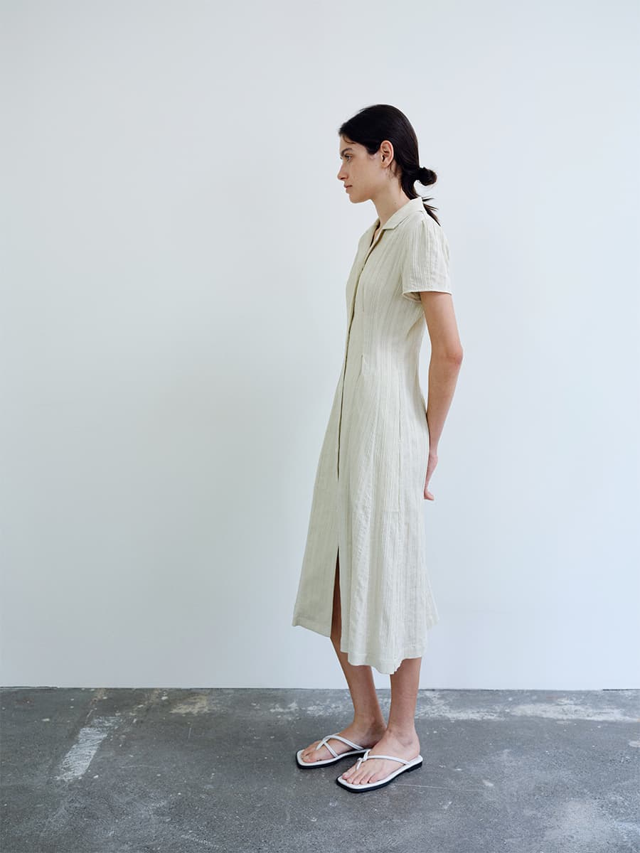 TIR OPEN COLLAR SHIRT DRESS_Y-BEIGE — vue 6