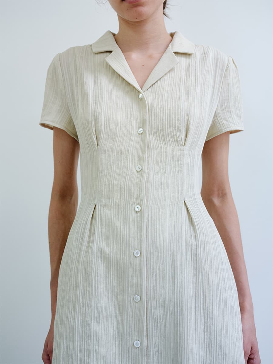 TIR OPEN COLLAR SHIRT DRESS_Y-BEIGE — vue 9