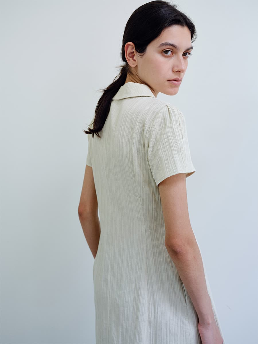 TIR OPEN COLLAR SHIRT DRESS_Y-BEIGE — vue 10