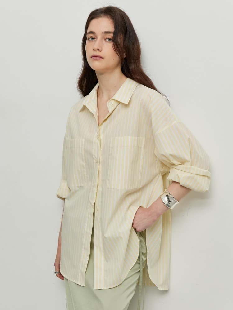 OVERFIT STRIPE SHIRT - GREEN