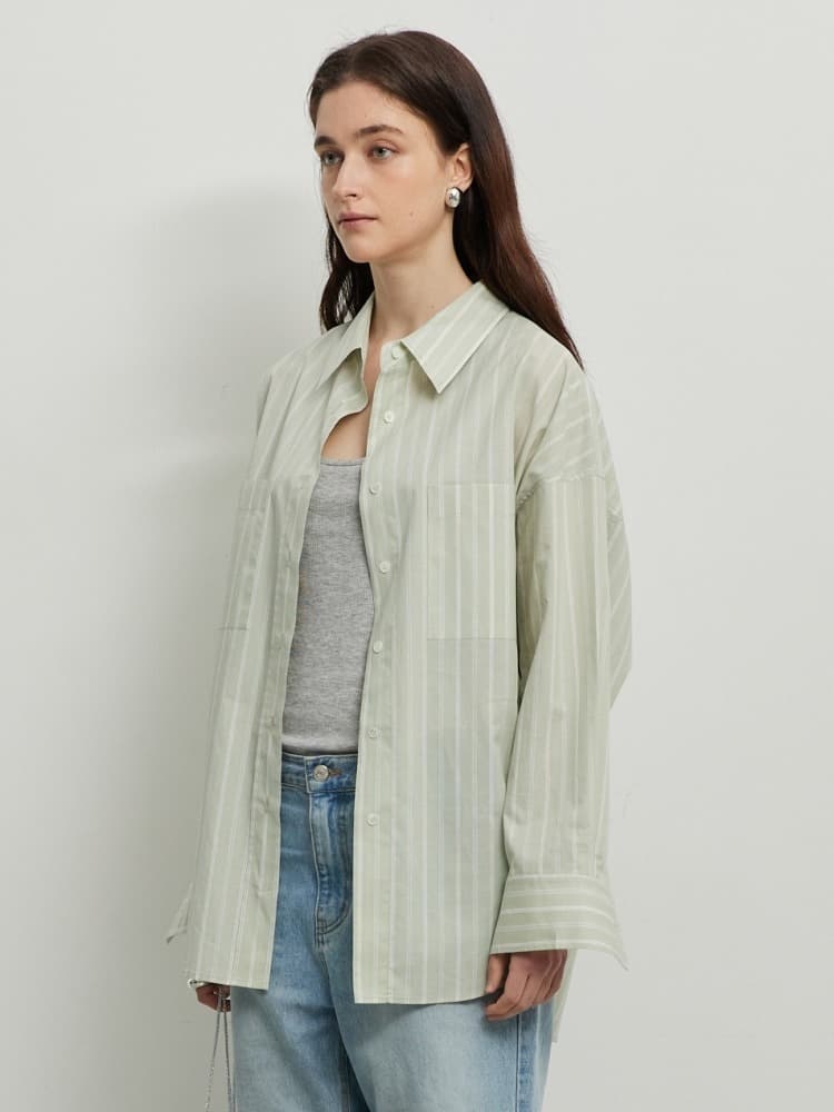 OVERFIT STRIPE SHIRT - YELLOW