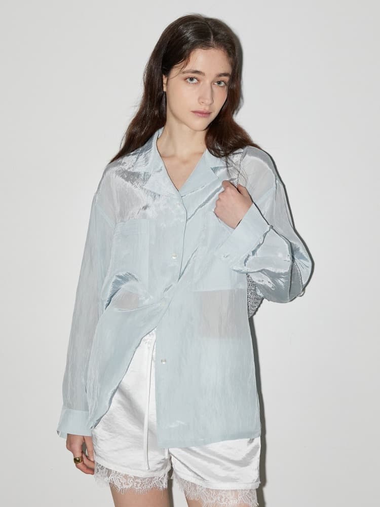 GLOW OPEN COLLAR SHIRT - IVORY