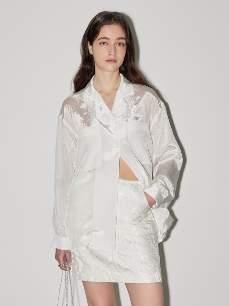 GLOW OPEN COLLAR SHIRT - BLUE
