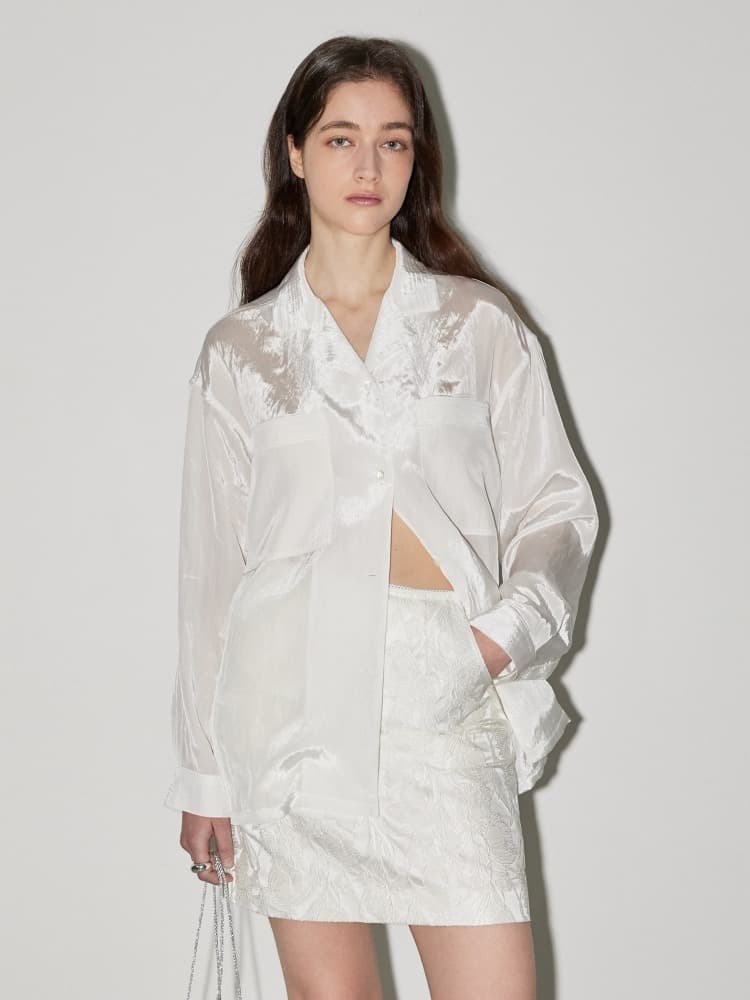 GLOW OPEN COLLAR SHIRT - BLUE