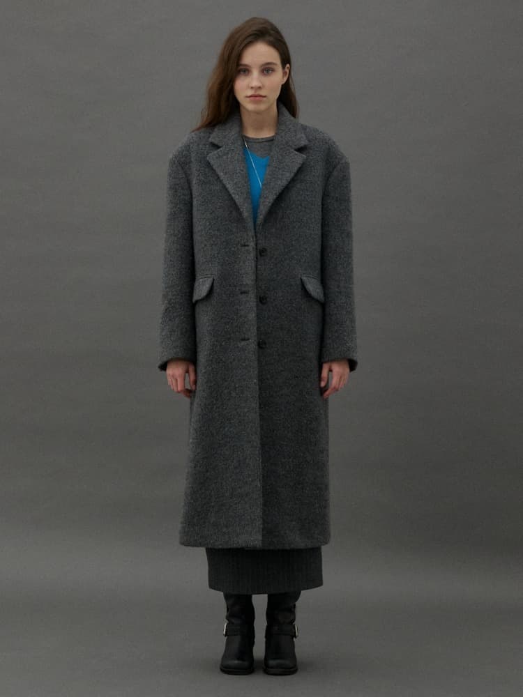 FLOOR MAXI COAT - GRAY