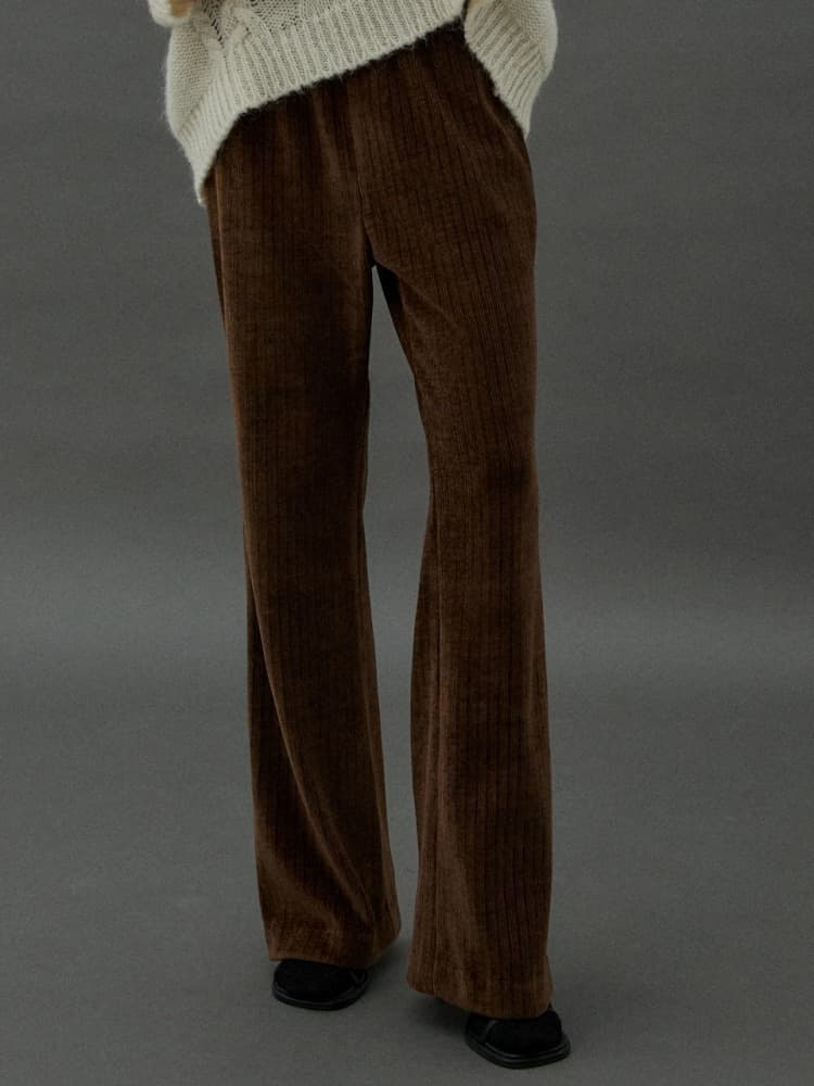 VELOUR CUT PANTS - BROWN