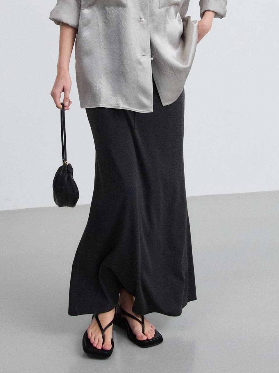 PEARL OPEN COLLAR SHIRT - SILVER