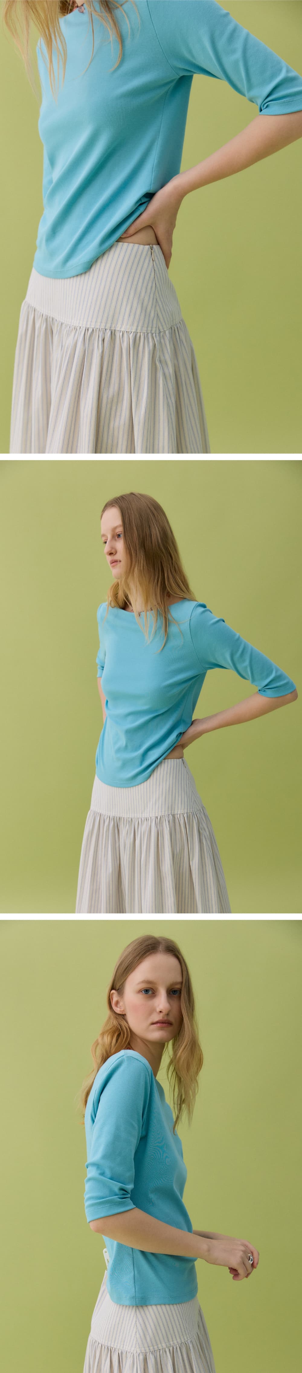 LEAF BOAT NECK T-SHIRT - BLUE — vue 5