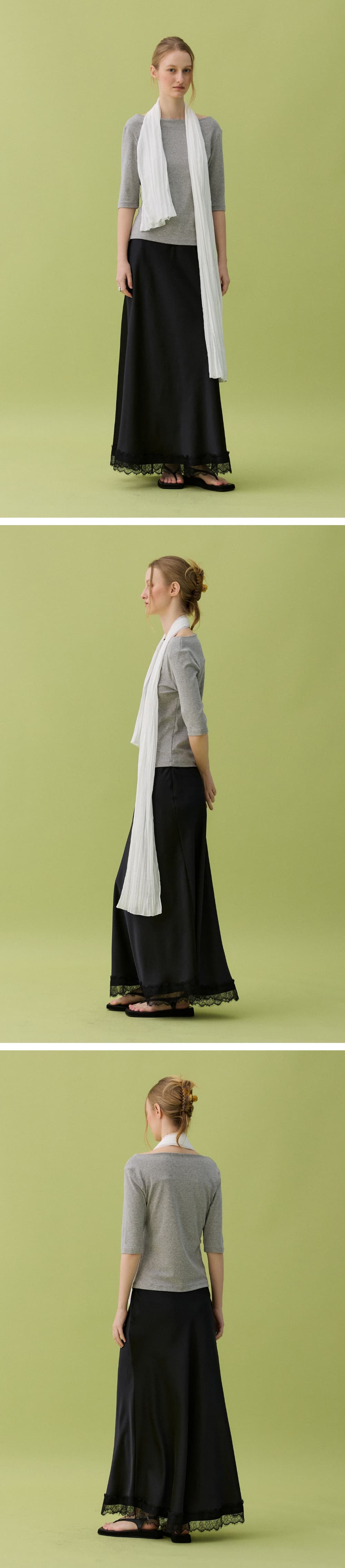 LEAF BOAT NECK T-SHIRT - GRAY — vue 4