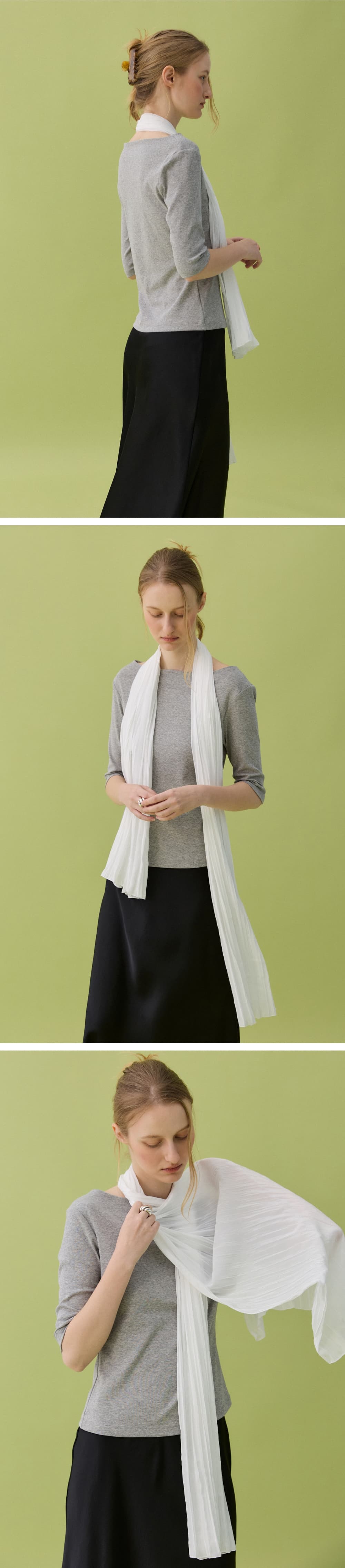 LEAF BOAT NECK T-SHIRT - GRAY — vue 5