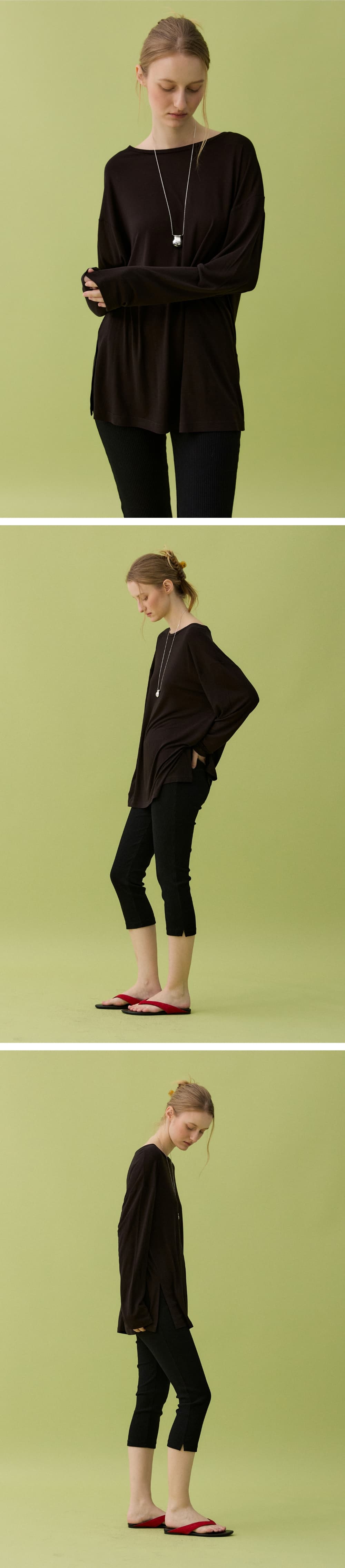 TENCEL BOX TEE - DARK BROWN — vue 4