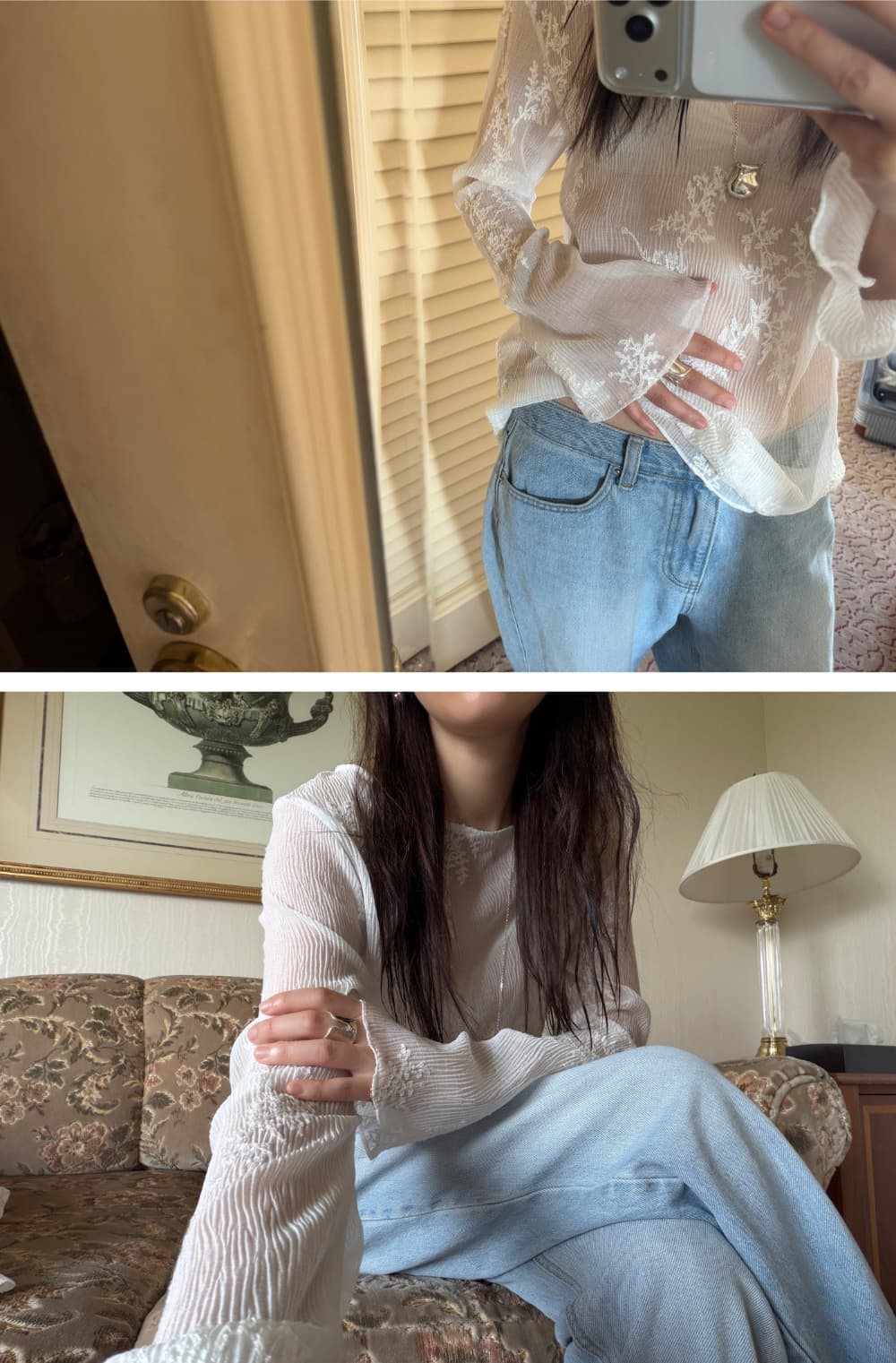 BLUR FLOWER TOP - WHITE — vue 3