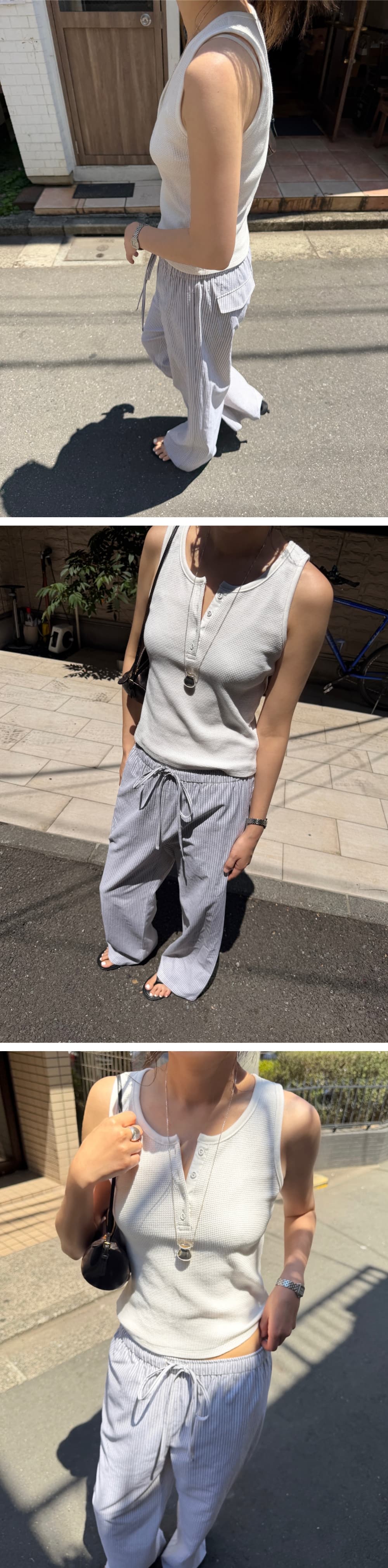 SLAT WAFFLE HENLEYNECK TOP - 3COLOR — vue 3