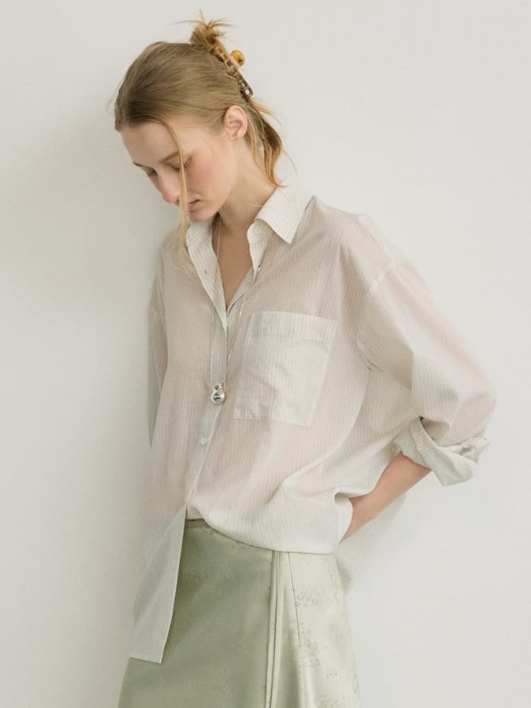 PALE STRIPE SHIRT - LIGHT BEIGE — vue 1