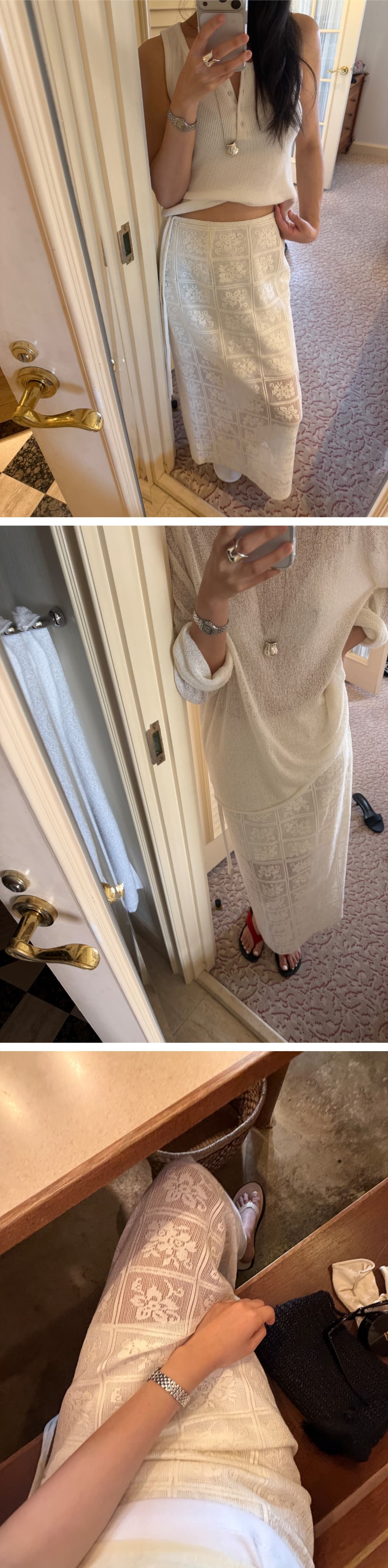 MOA LACE LONG SKIRT - CREAM — vue 2