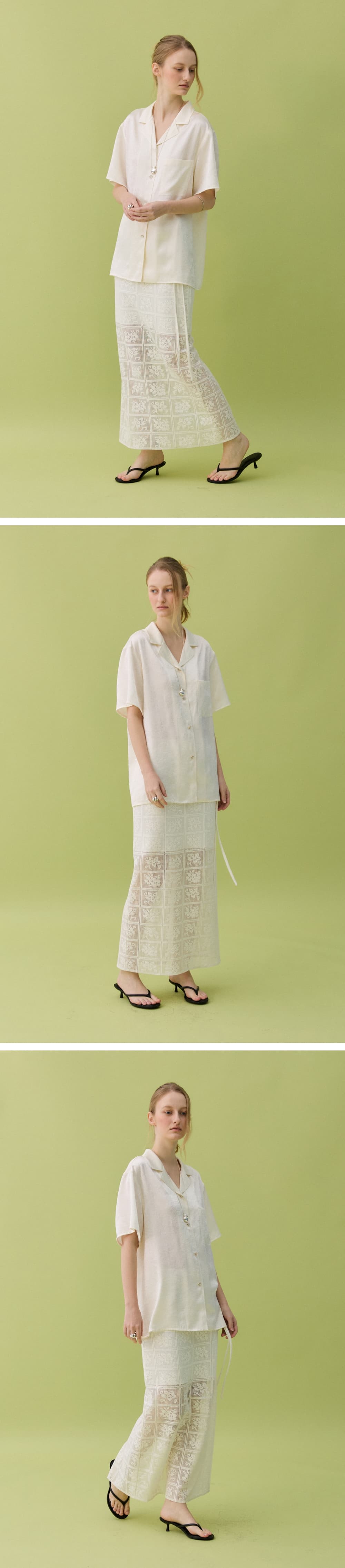 MOA LACE LONG SKIRT - CREAM — vue 4