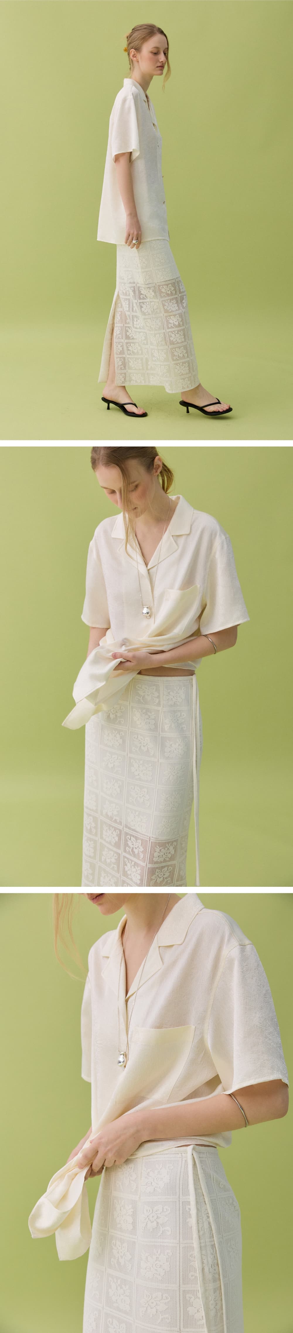 MOA LACE LONG SKIRT - CREAM — vue 5
