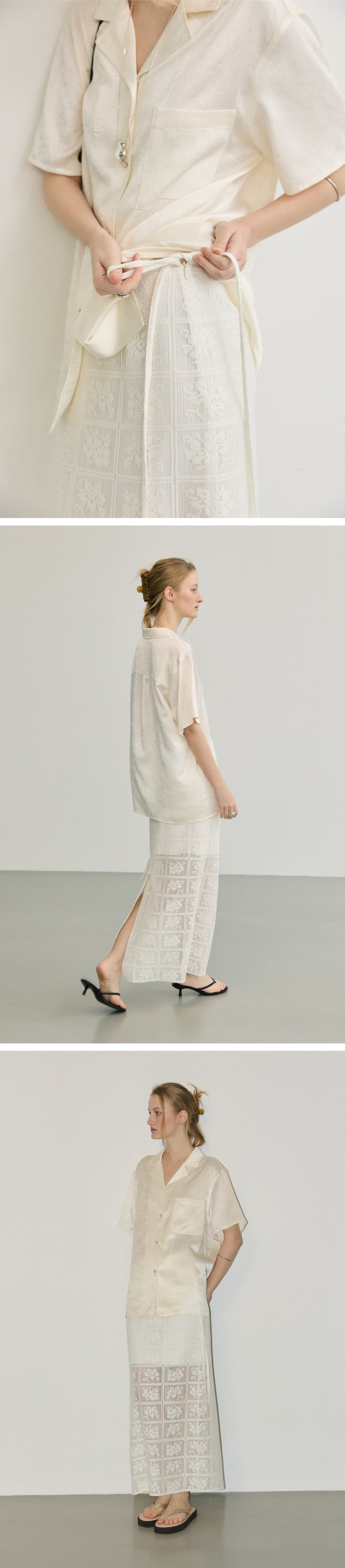 MOA LACE LONG SKIRT - CREAM — vue 6