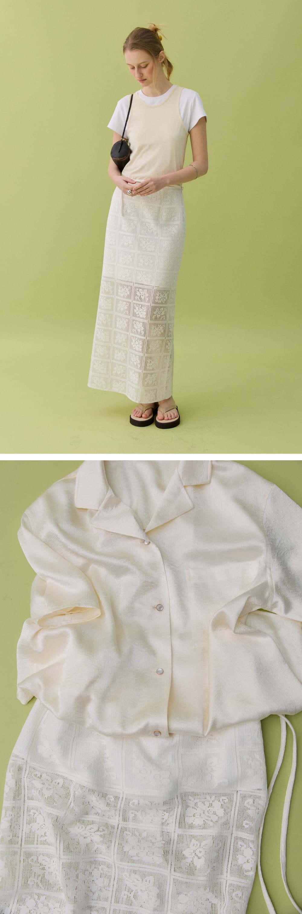 MOA LACE LONG SKIRT - CREAM — vue 7
