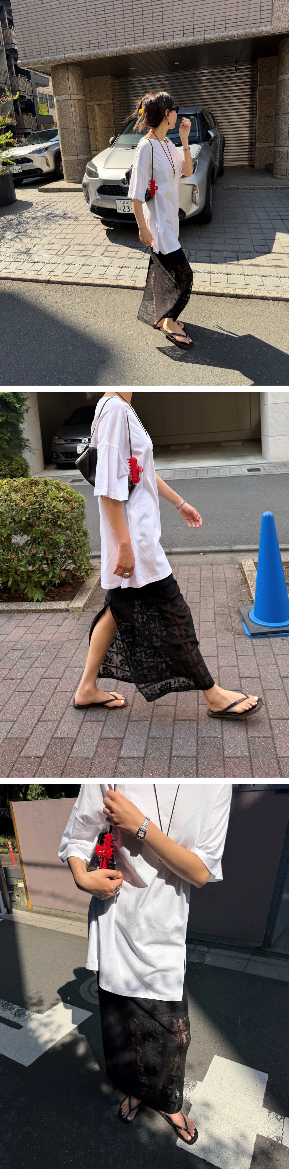 MOA LACE LONG SKIRT - BLACK — vue 2