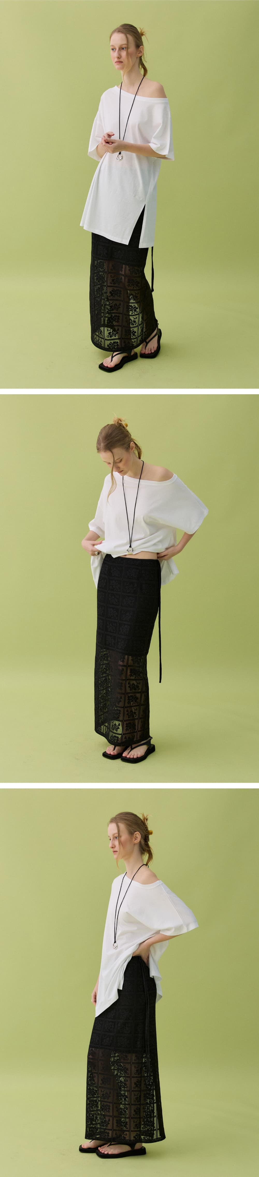 MOA LACE LONG SKIRT - BLACK — vue 4