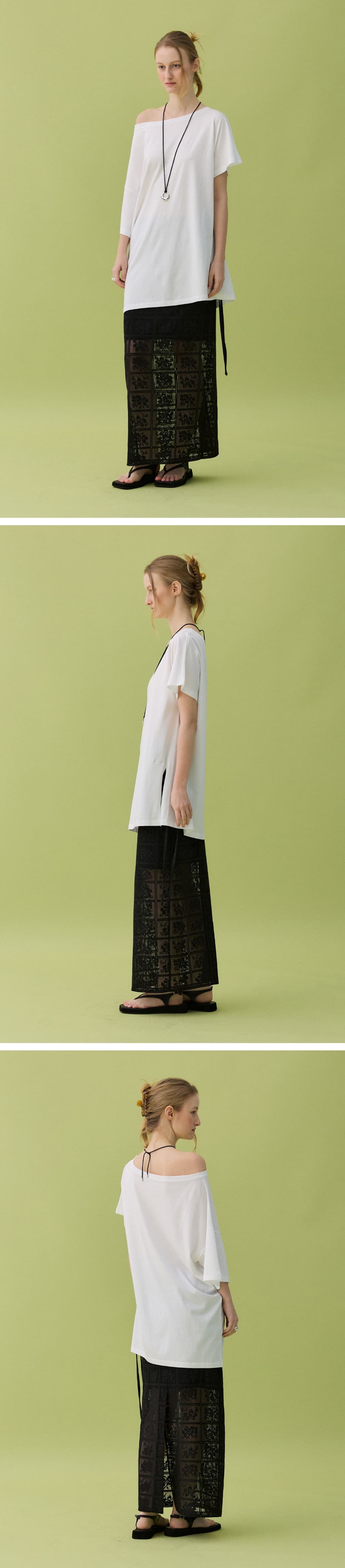 MOA LACE LONG SKIRT - BLACK — vue 6