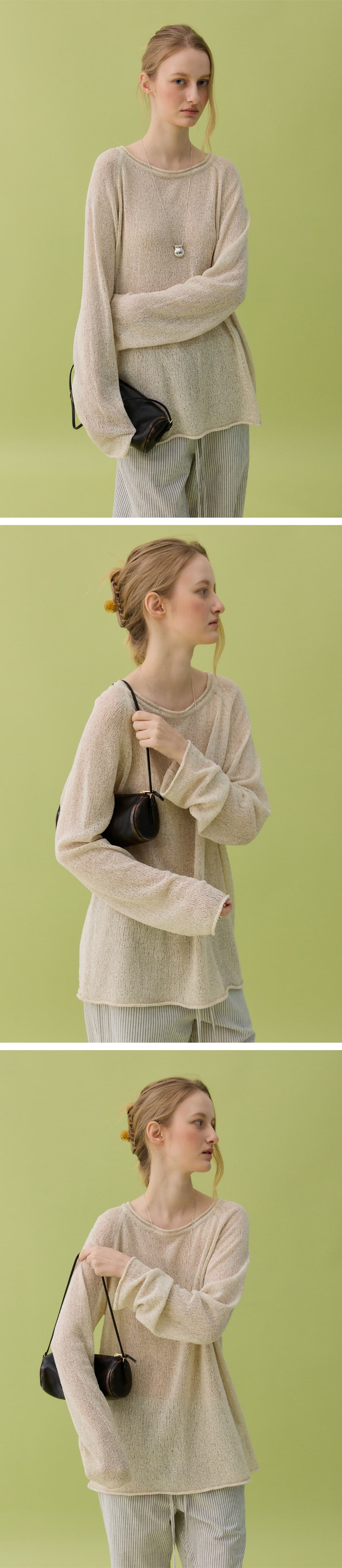 YURA LINEN PULLOVER - BEIGE — vue 4