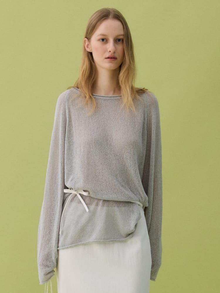 YURA LINEN PULLOVER - DUST BLUE — vue 1