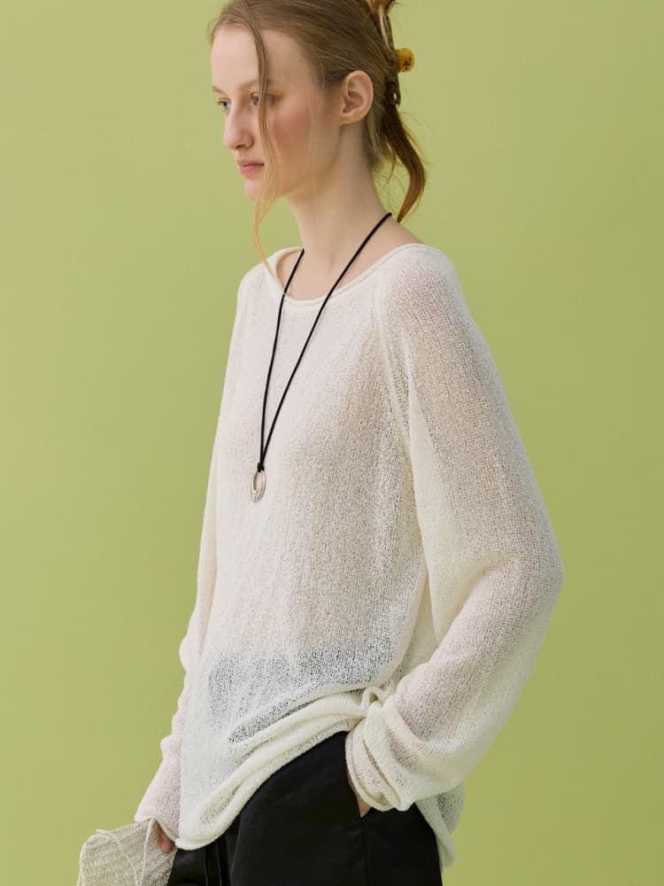 YURA LINEN PULLOVER - IVORY — vue 1