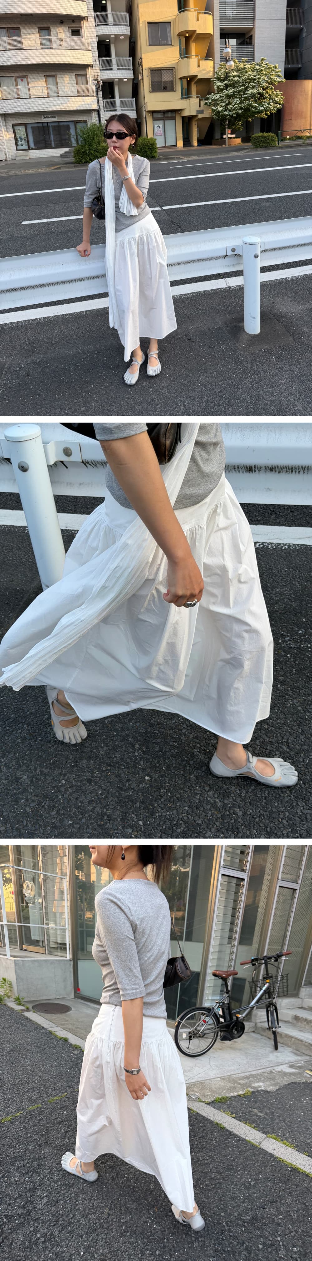KOKO SHIRRING FULL SKIRT - WHITE — vue 2