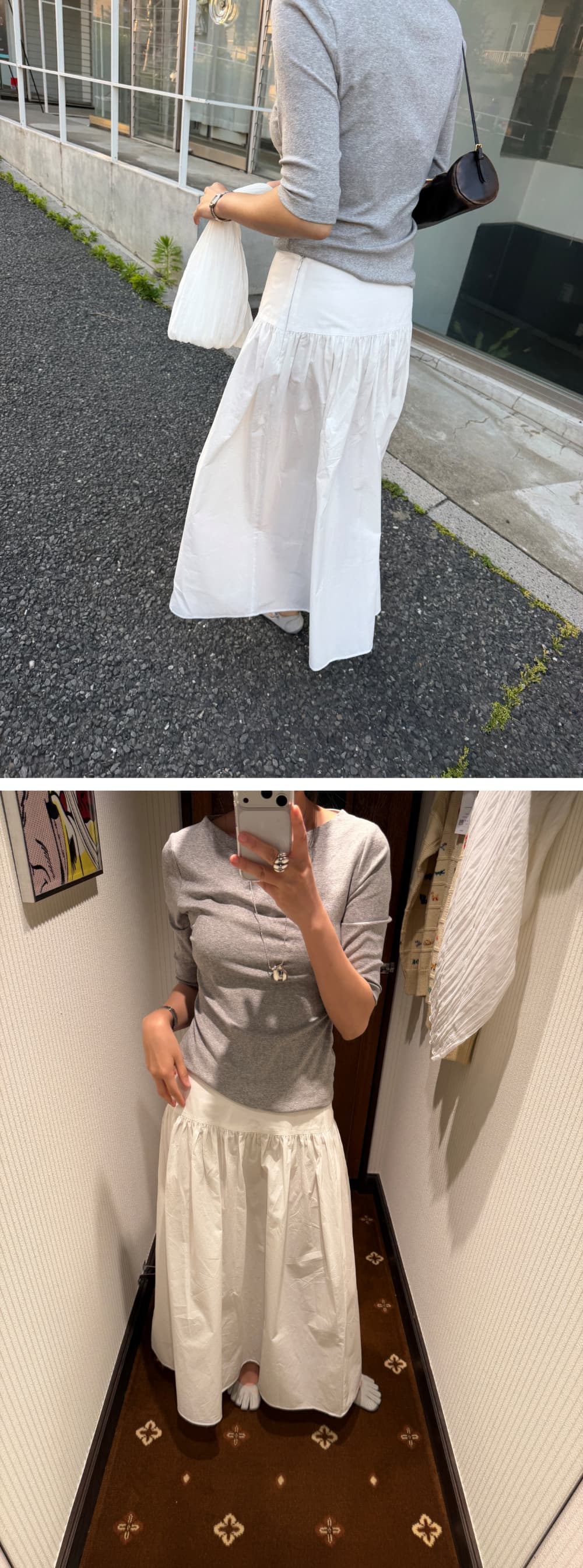 KOKO SHIRRING FULL SKIRT - WHITE — vue 3
