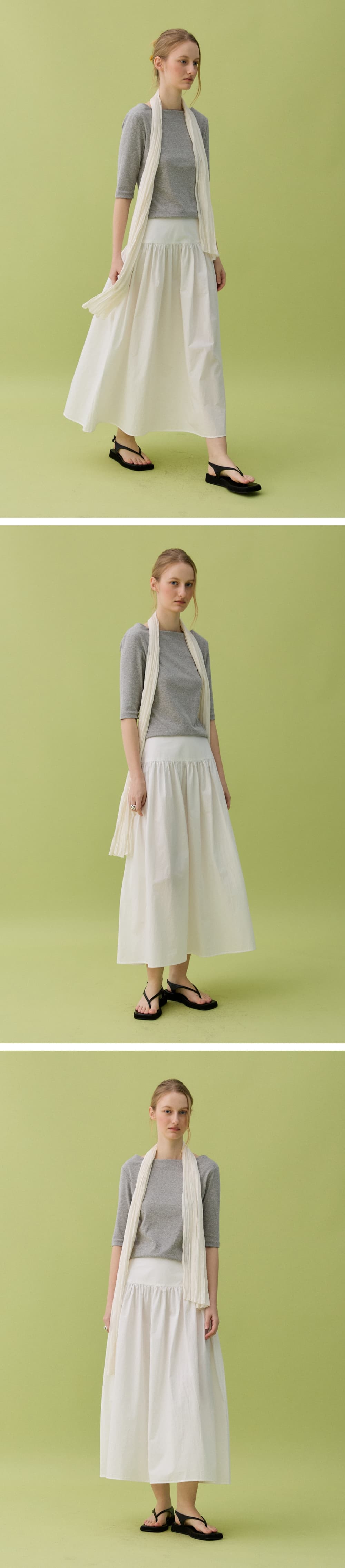 KOKO SHIRRING FULL SKIRT - WHITE — vue 4