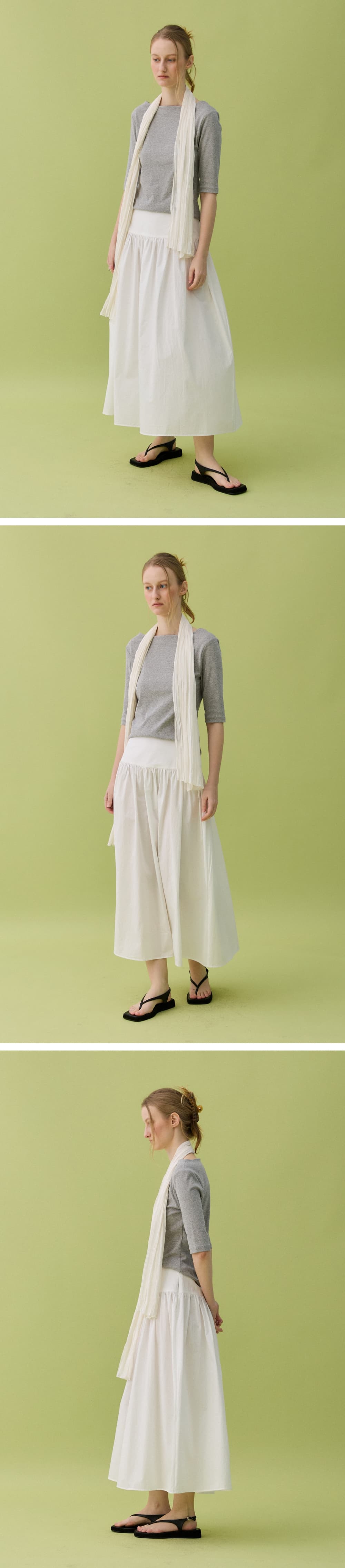 KOKO SHIRRING FULL SKIRT - WHITE — vue 5