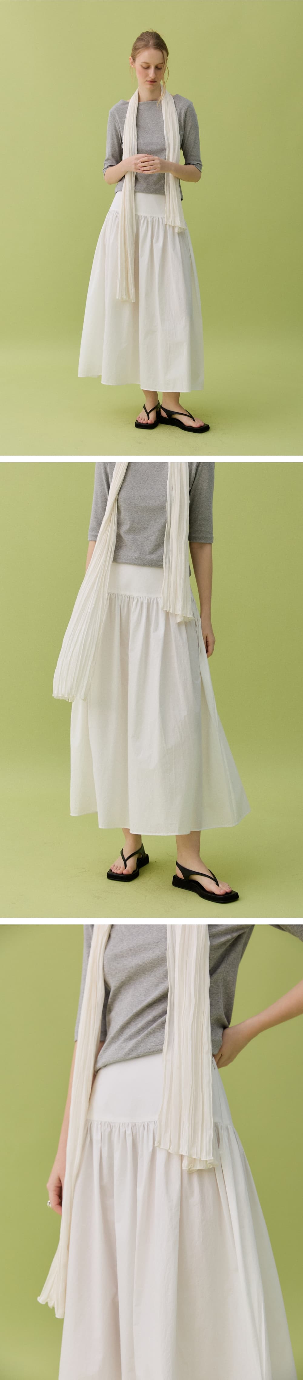 KOKO SHIRRING FULL SKIRT - WHITE — vue 6