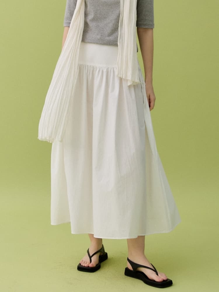 KOKO SHIRRING FULL SKIRT - WHITE — vue 1