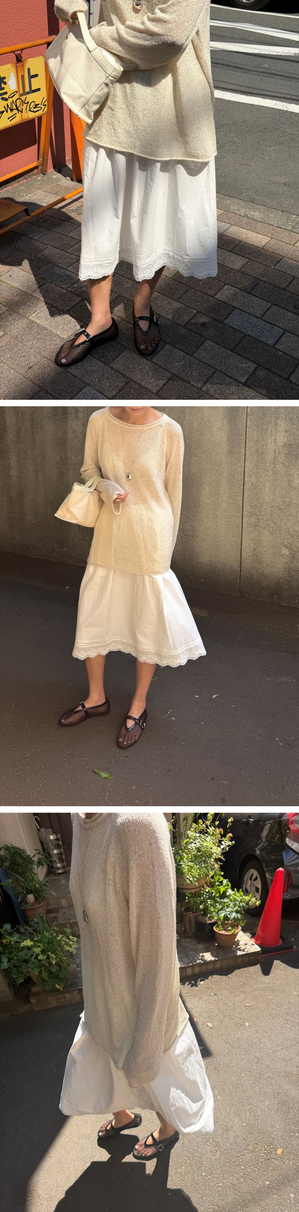 ORA COTTON LACE SKIRT - WHITE — vue 2