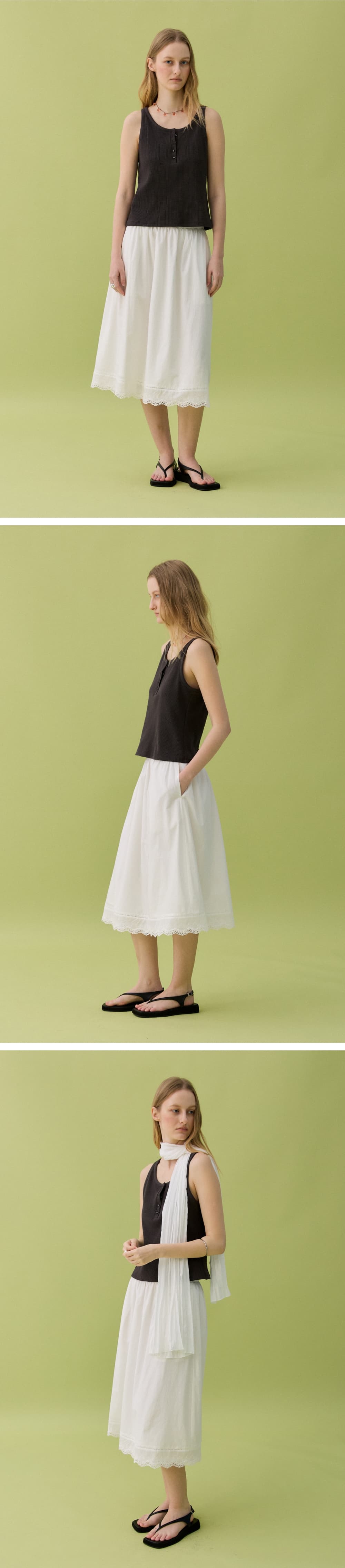 ORA COTTON LACE SKIRT - WHITE — vue 4