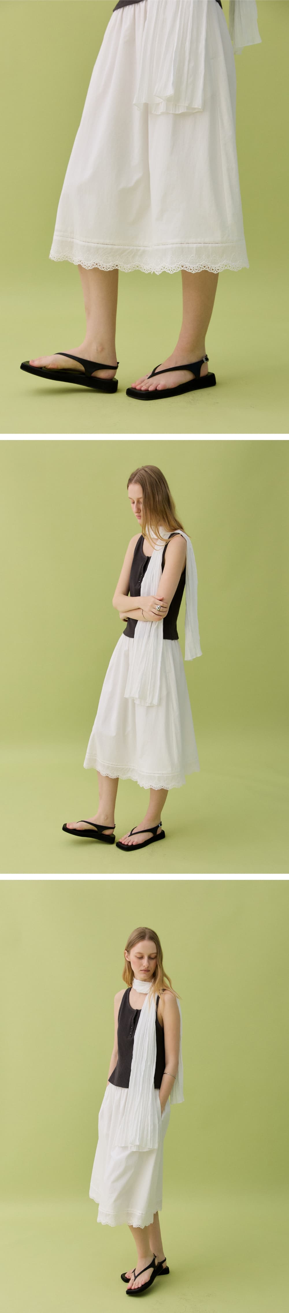 ORA COTTON LACE SKIRT - WHITE — vue 5