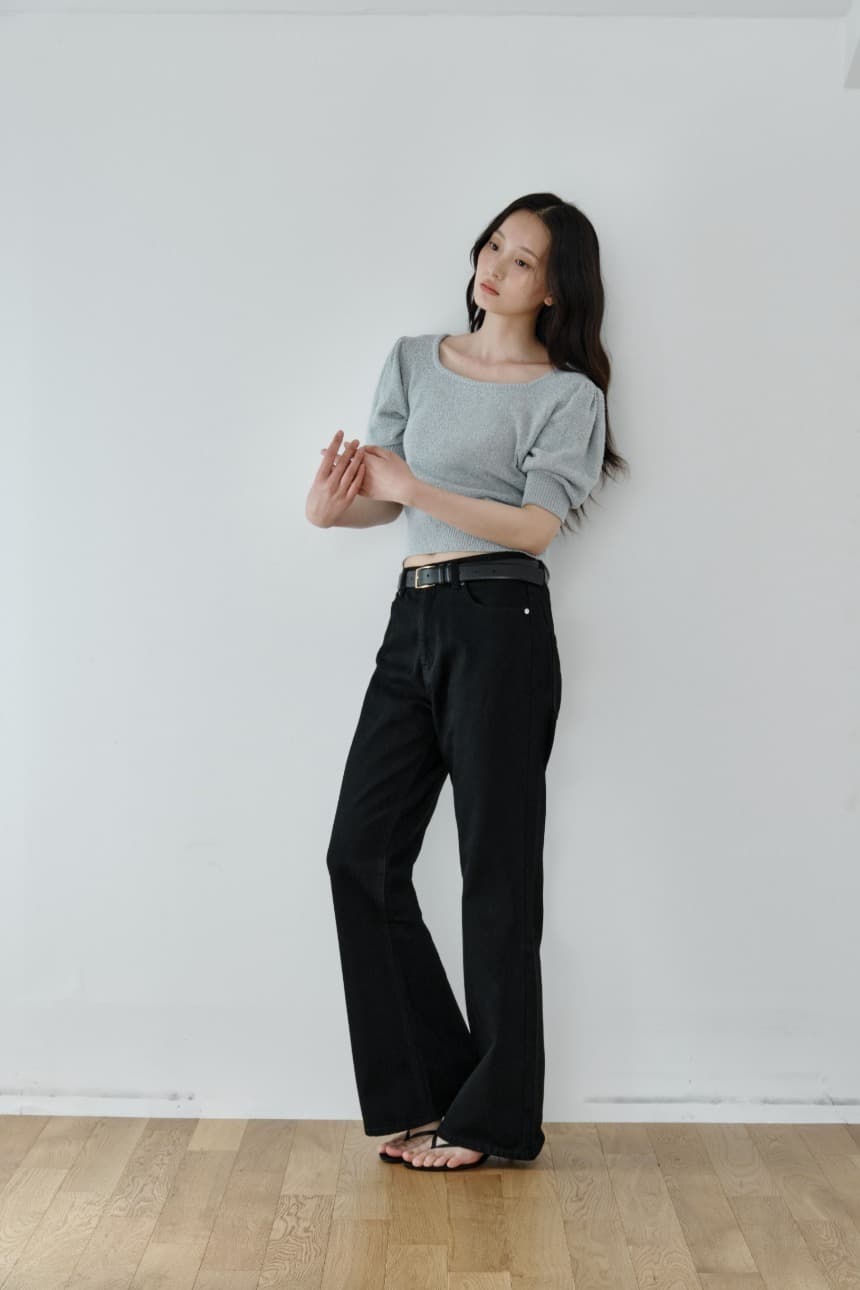 Metal Square Neck Knitwear (Blue)