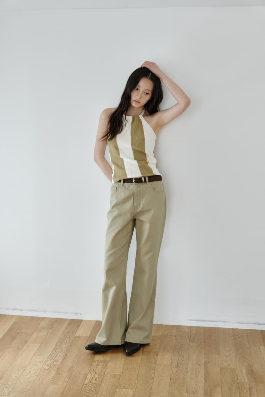 Striped Halterneck Sleeveless (Ivory)
