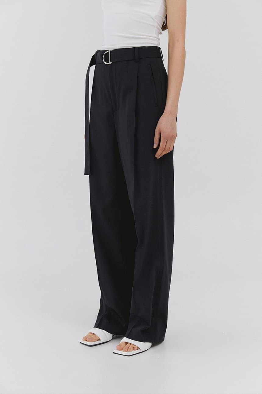 Side Cuting Wide Pants (Black)