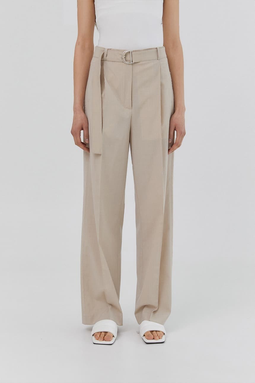 Side Cuting Wide Pants (Beige)