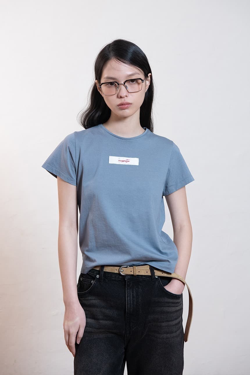 Label Slim Fit T-Shirt (Dusty Blue)